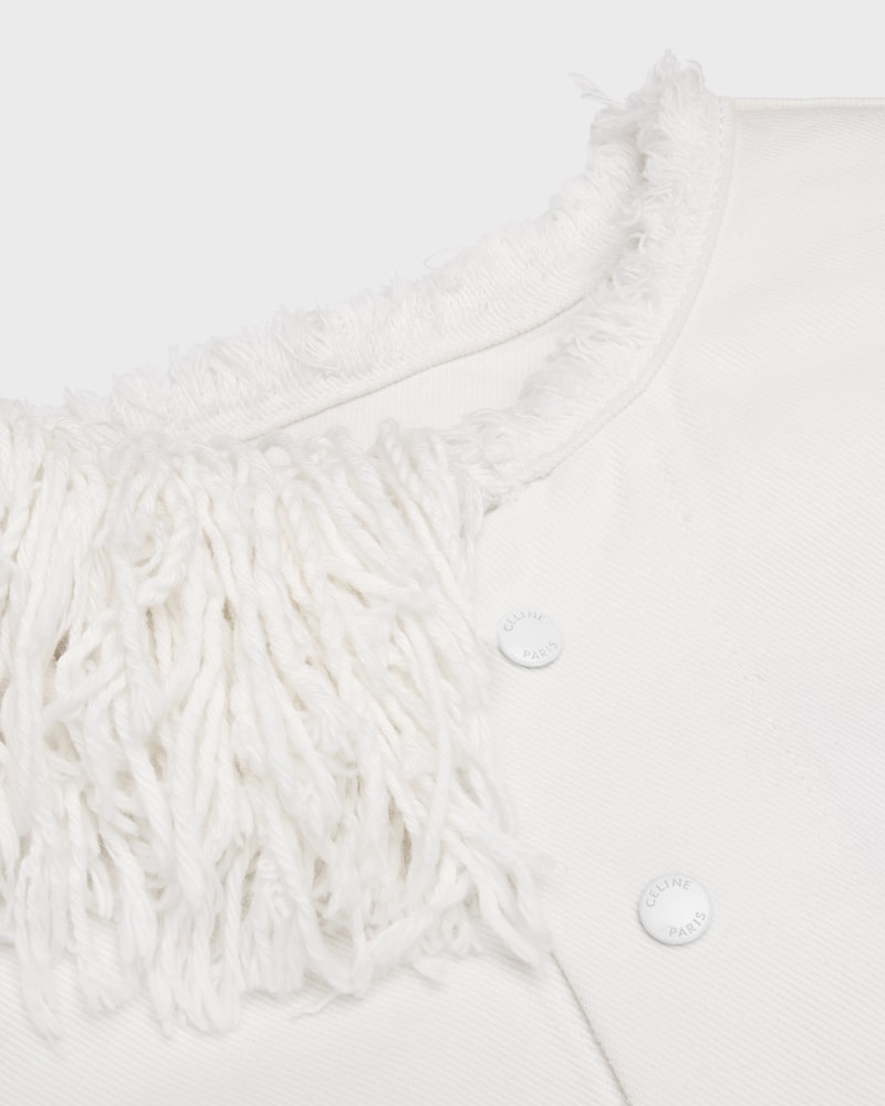 chasseur jacket IN heavy cotton twill - WHITE HEAVY STONE WASH -  - 1 | CELINE