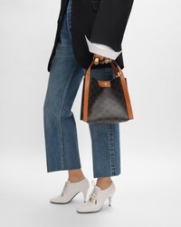 SMALL CUBE BAG IN Triomphe Canvas and NATURAL Calfskin - MIEL - CROSS-BODY BAGS - 2 | CELINE