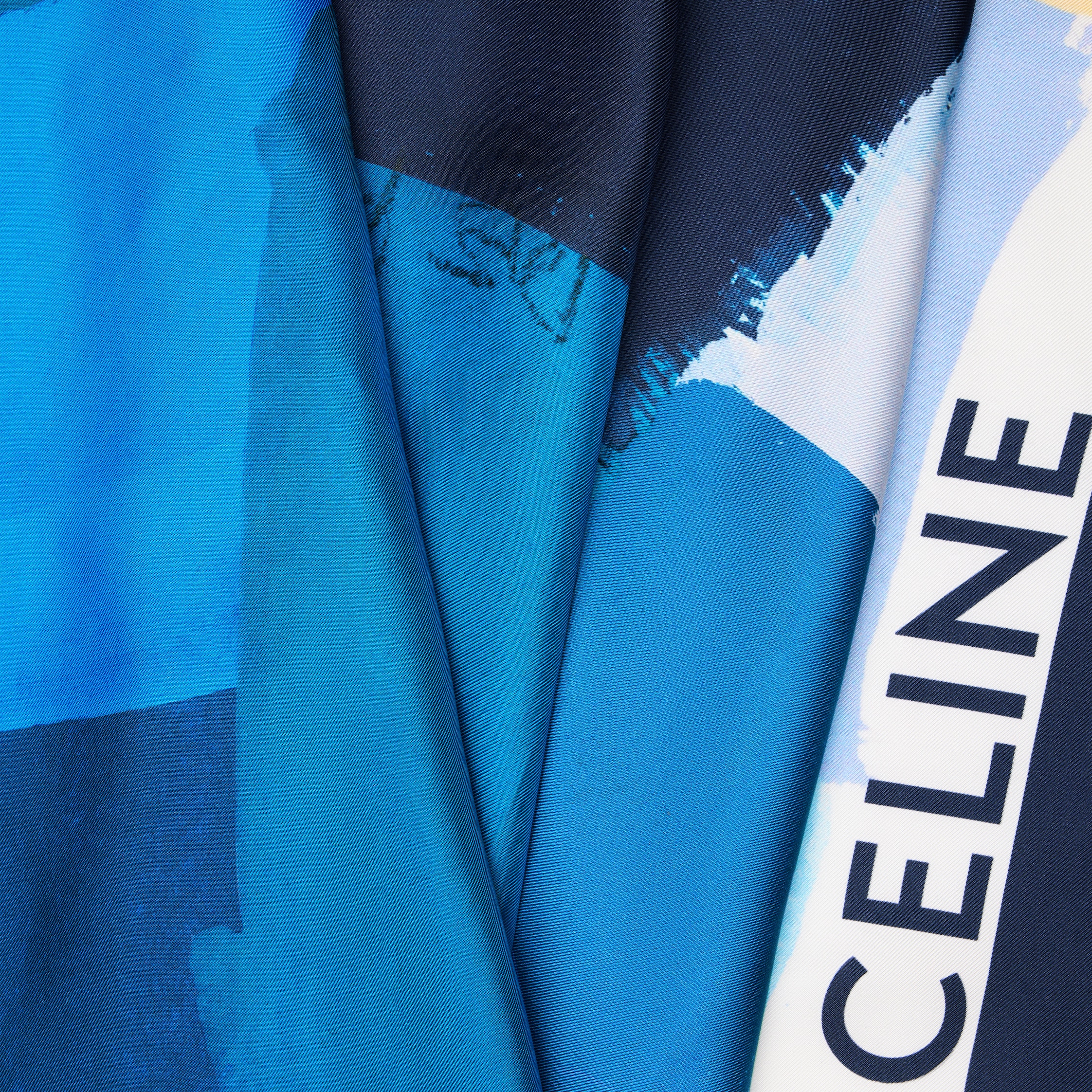 SQUARE IN SILK TWILL - SKY BLUE/NAVY/GREY | CELINE