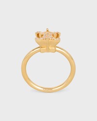 Triomphe Solitaire Sparkle Ring in Strass and Brass with Gold Finish - GOLD -  - 1 | CELINE