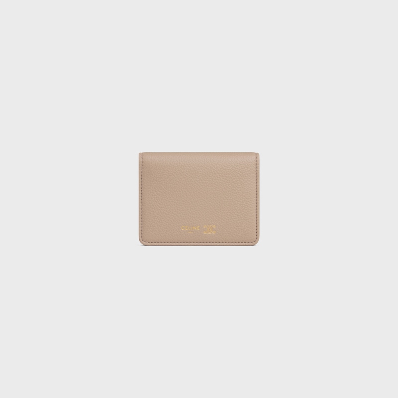 BI-FOLD CARD HOLDER TRIOMPHE STAMP IN SUPPLE GRAINED CALFSKIN - SAFARI / CITRUS - CARD HOLDERS - 1 | CELINE