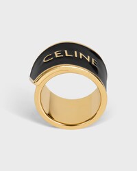 CELINE 리본 라지 링 - 에나멜 & 골드 피니시 브라스 - 블랙 / 골드 -  - 1 | CELINE