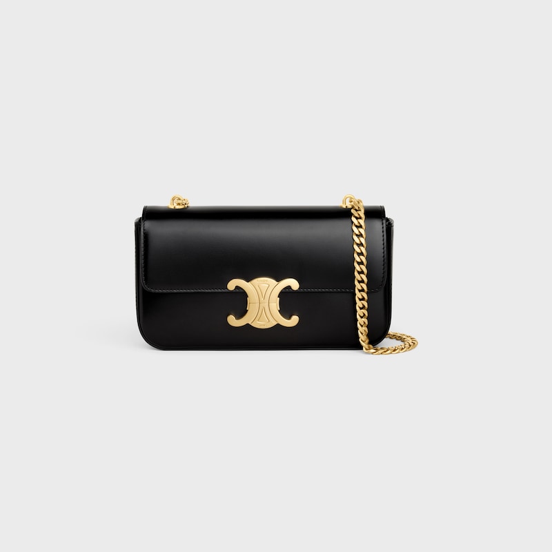 Borsa a spalla Claude con catena in pelle di vitello lucida - NERO - ALTRE LINEE - 1 | CELINE