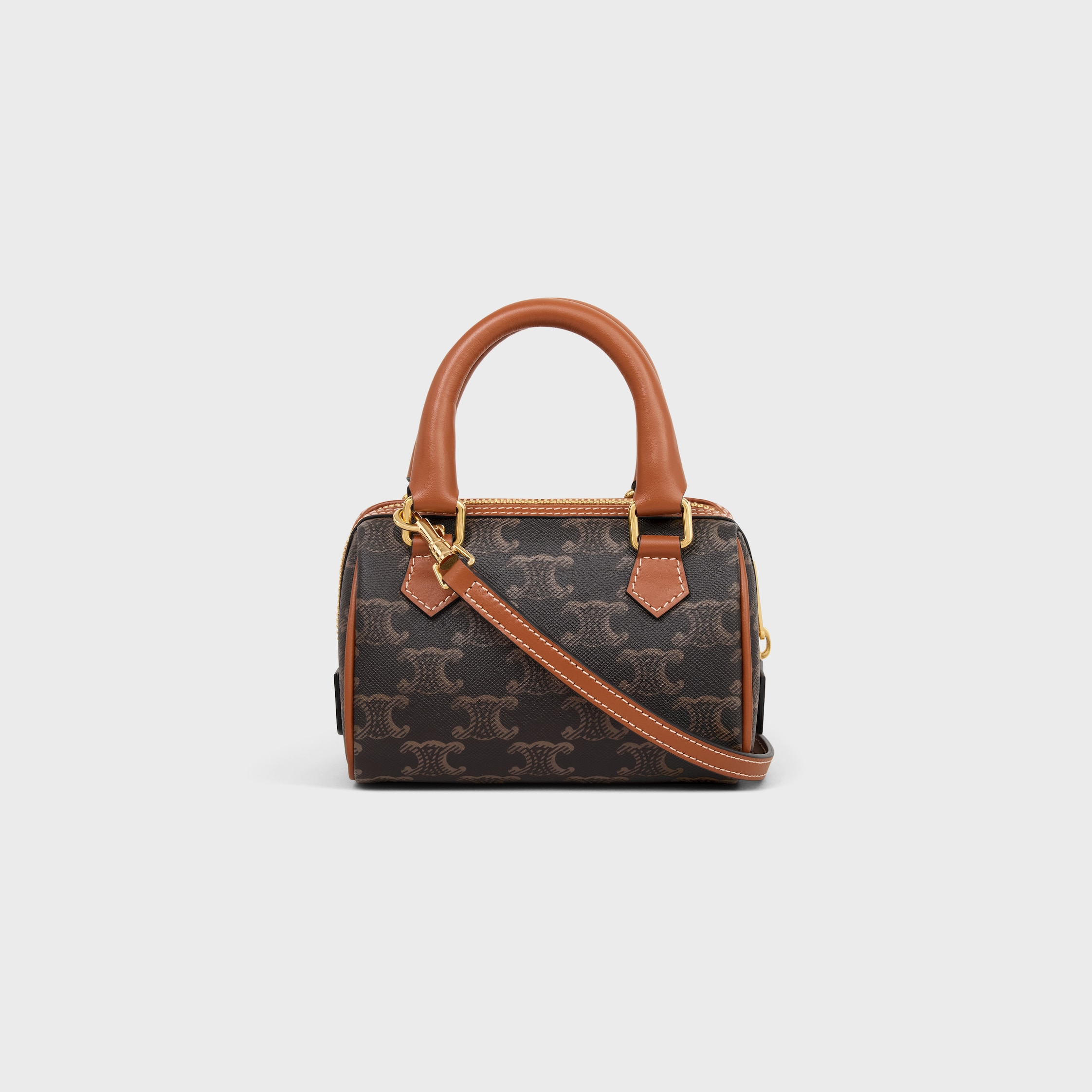 MINI BOSTON IN Triomphe Canvas and calfskin - TAN | CELINE