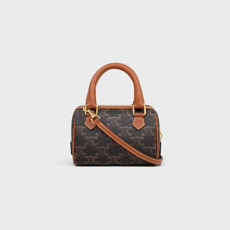 MINI BOSTON IN Triomphe Canvas and calfskin - TAN - TRIOMPHE CANVAS - 1 | CELINE