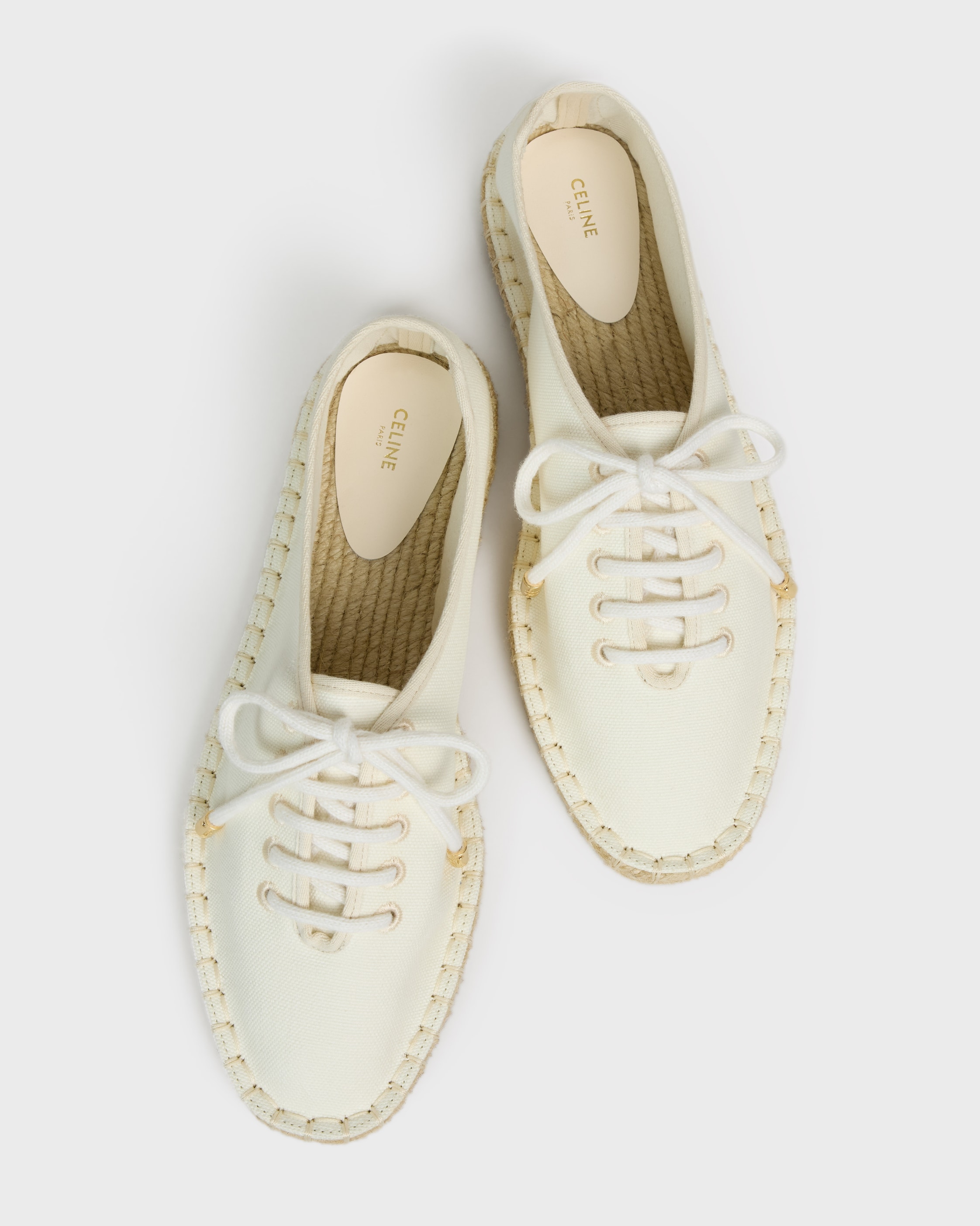 LACE-UP ESPADRILLE IN CANVAS - ECRU | CELINE