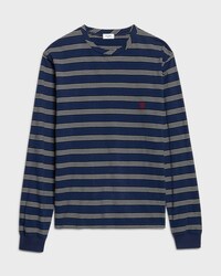 LONG-SLEEVED T-SHIRT IN STRIPED COTTON JERSEY - INK/BLACK/OFFWHITE -  - 1 | CELINE