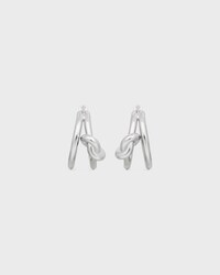 Knot Double Hoops in Brass with Rhodium Finish - SILVER - GIFT FINDER - 2 | CELINE
