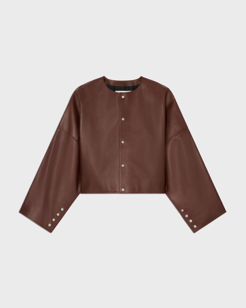 cardigan jacket IN lambskin - MAHOGANY -  - 1 | CELINE