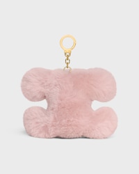 TRIOMPHE POM-POM CHARM IN SHEARLING AND CALFSKIN - POWDER / BORDEAUX - CHARMS AND ACCESSORIES - 2 | CELINE