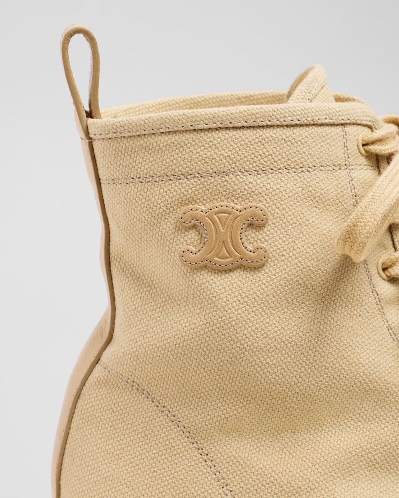 BULKY LACE-UP BOOT IN CANVAS AND LEATHER - SAND -  - 1 | CELINE