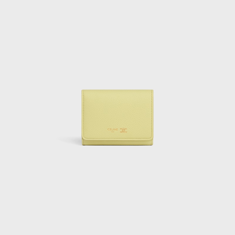 FINE WALLET TRIOMPHE STAMP IN SUPPLE GRAINED CALFSKIN - CITRUS / SAFARI - WALLETS - 1 | CELINE