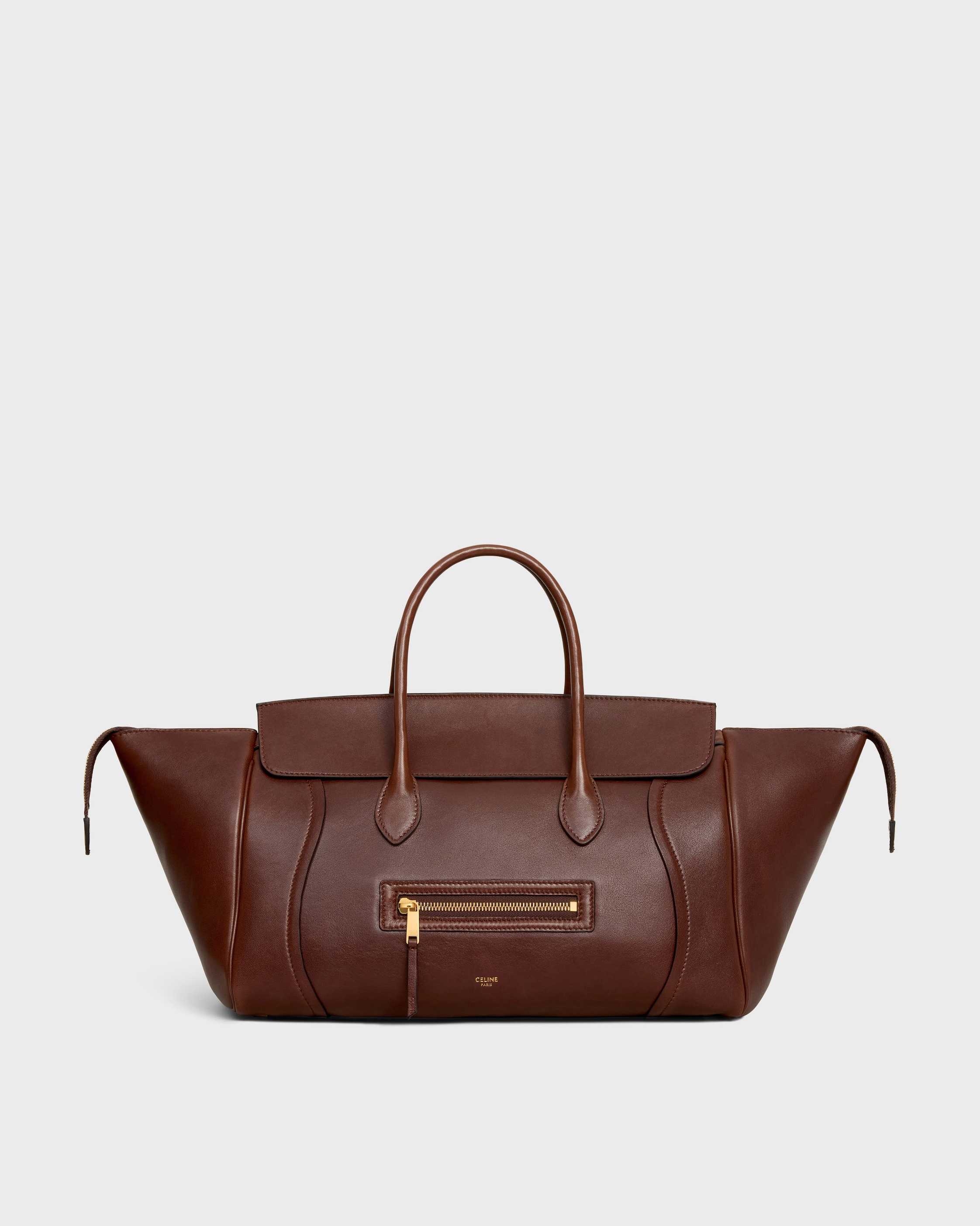 LUGGAGE IN SUPPLE SHINY LAMBSKIN - DEEP BROWN | CELINE
