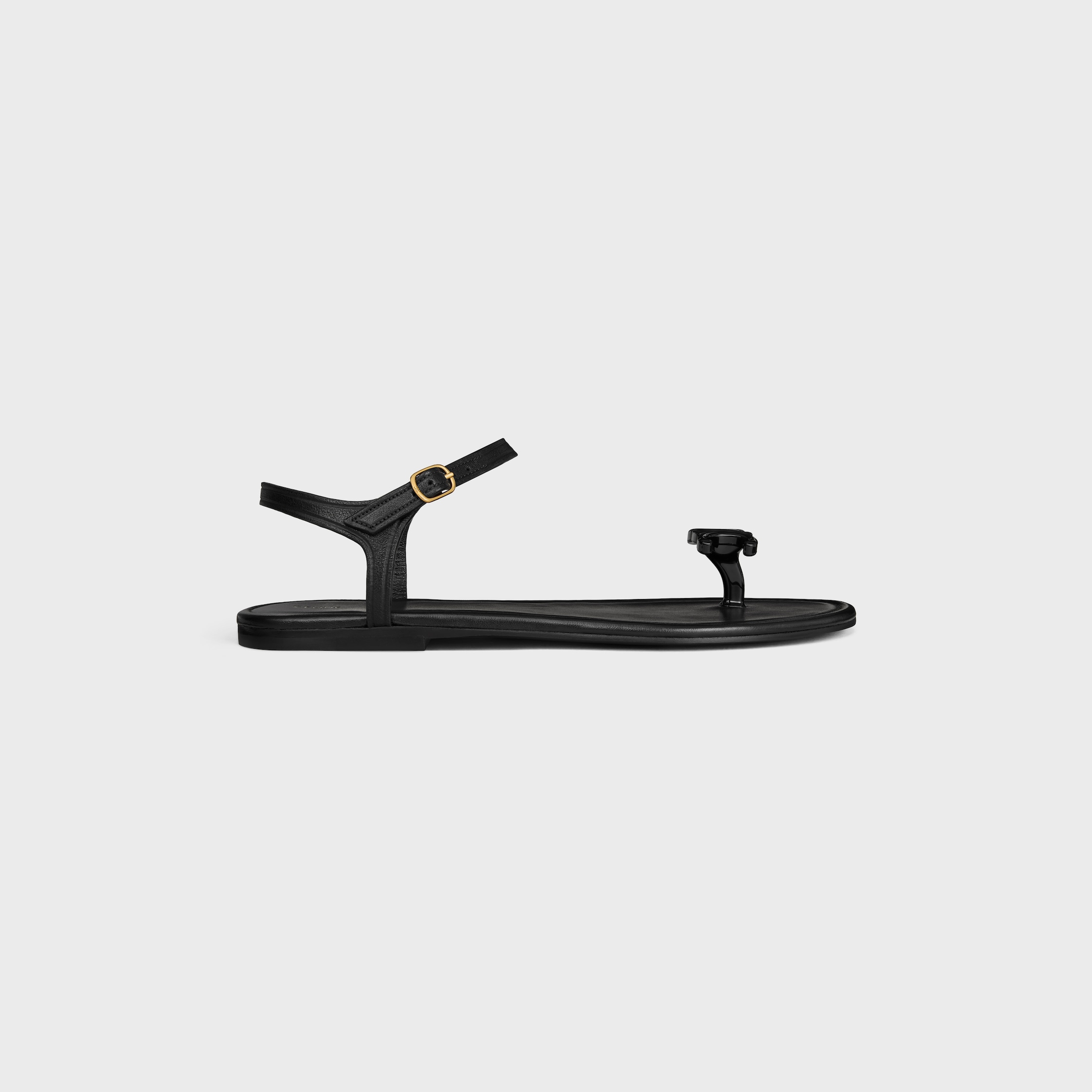 BAY - TRIOMPHE THONG SANDAL IN SUPPLE CALFSKIN - BLACK | CELINE