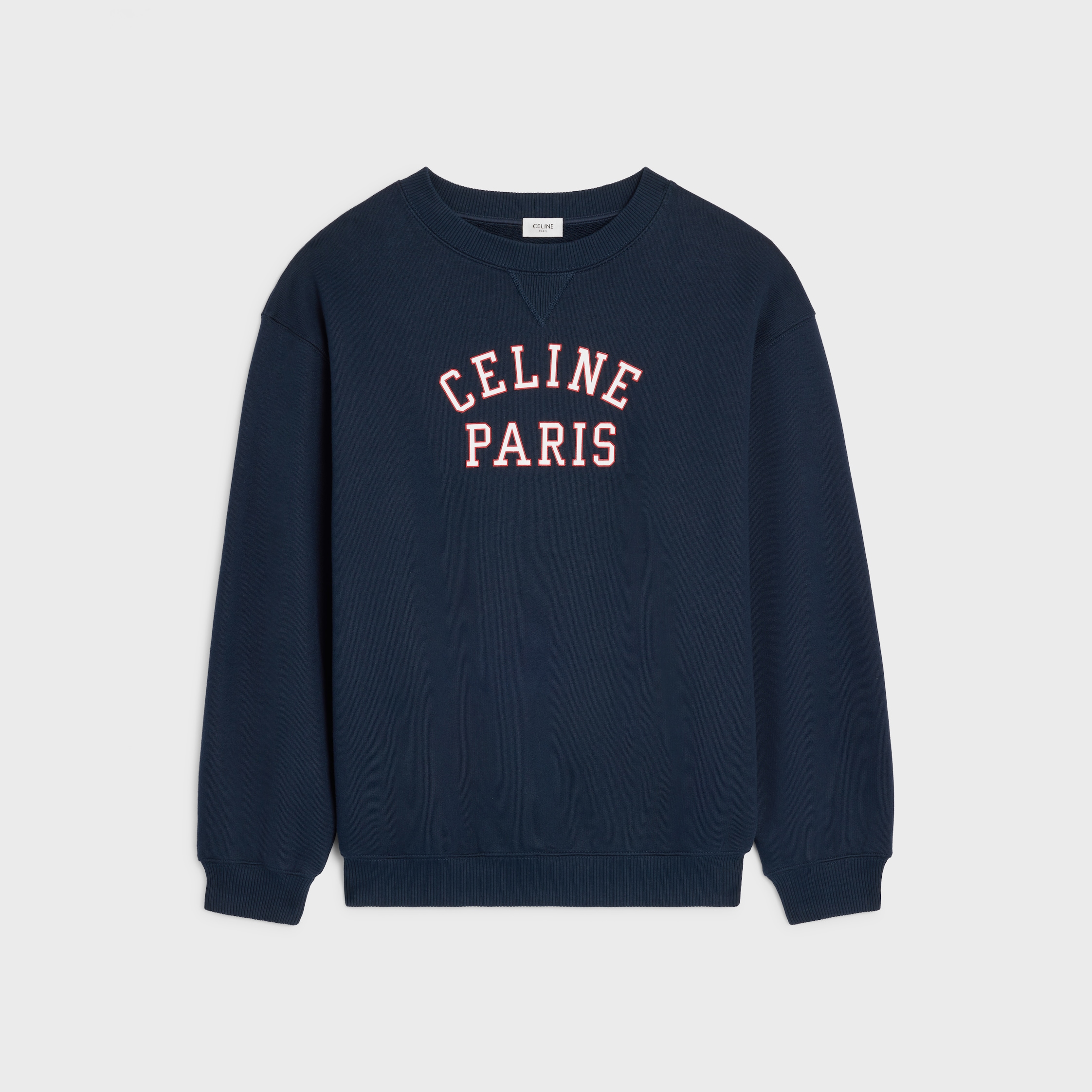 SWEATSHIRT IN COTTON FLEECE - NAVY / RED / WHITE | CELINE