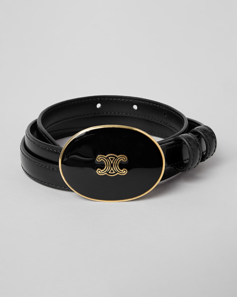 Thin Plate Belt 13MM IN TAURILLON LEATHER WITH ENAMELLED BUCKLE - BLACK -  - 1 | CELINE