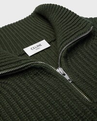 pull camionneur laine côtelée - Vert foncé -  - 2 | CELINE