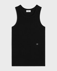 débardeur coton soie côtelé - NOIR / BLANC -  - 1 | CELINE