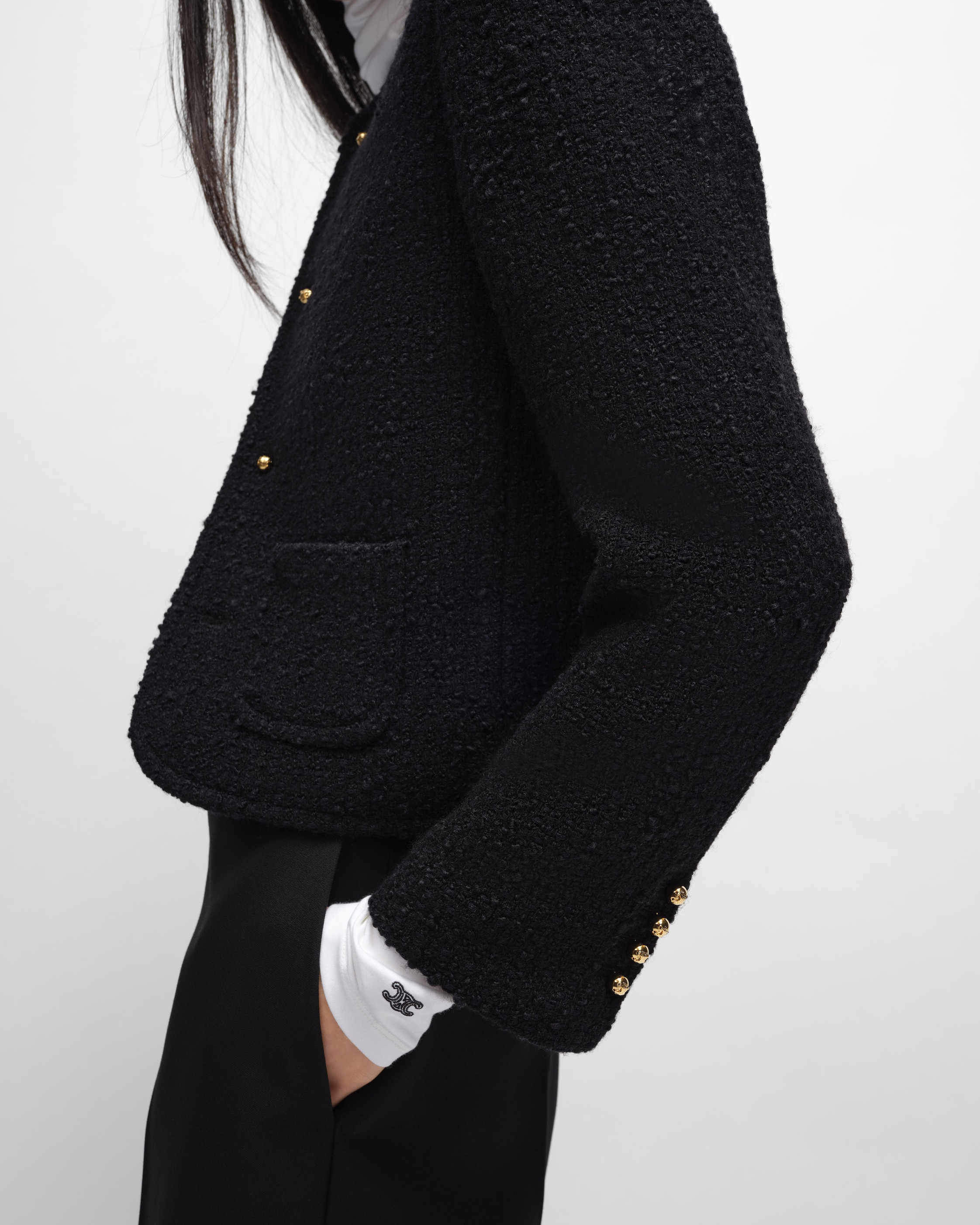 icone jacket IN wool natté - BLACK | CELINE