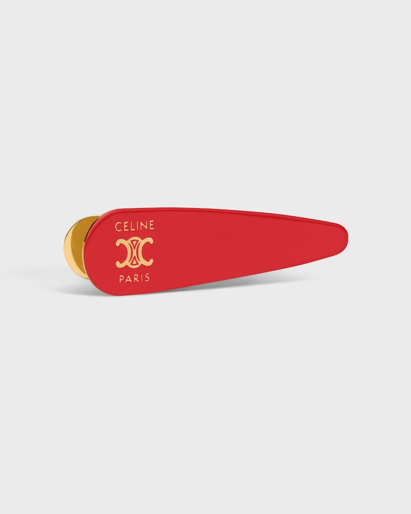 CELINE HAIR CLIP IN STEEL, ZAMAK AND VARNISH - POPPY RED / GOLD - HAIR ACCESSORIES - 1 | CELINE