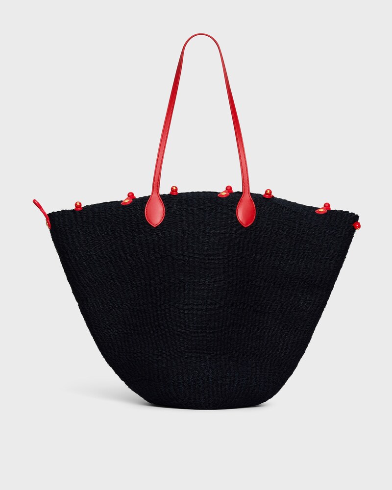CESTINHA GRANDE TRIOMPHE EM SISAL E PELE DE BEZERRO - PRETO / VERMELHO - NOVO - 1 | CELINE