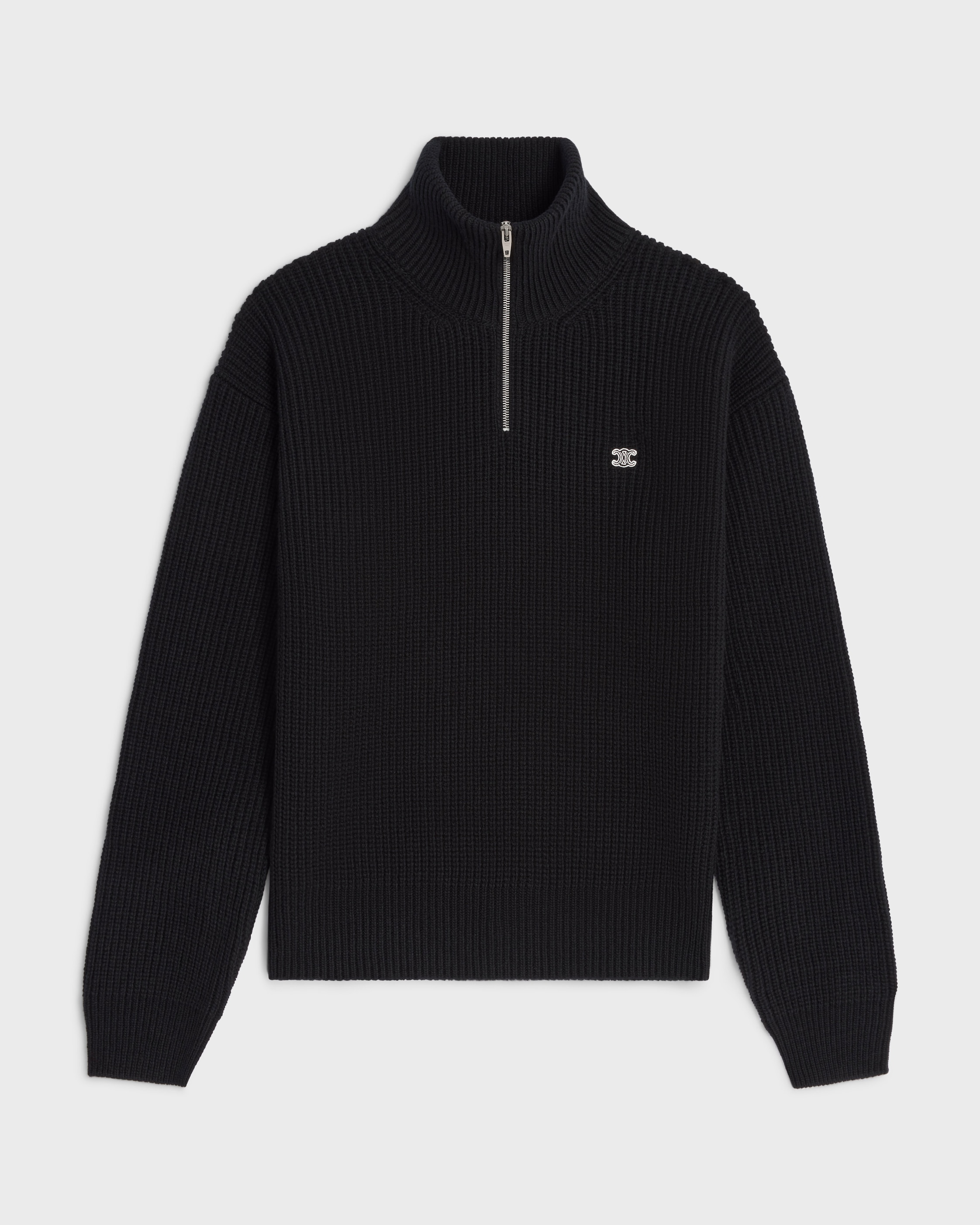 trucker sweater IN ribbed wool - BLACK | CELINE