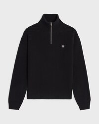 trucker sweater IN ribbed wool - BLACK -  - 1 | CELINE