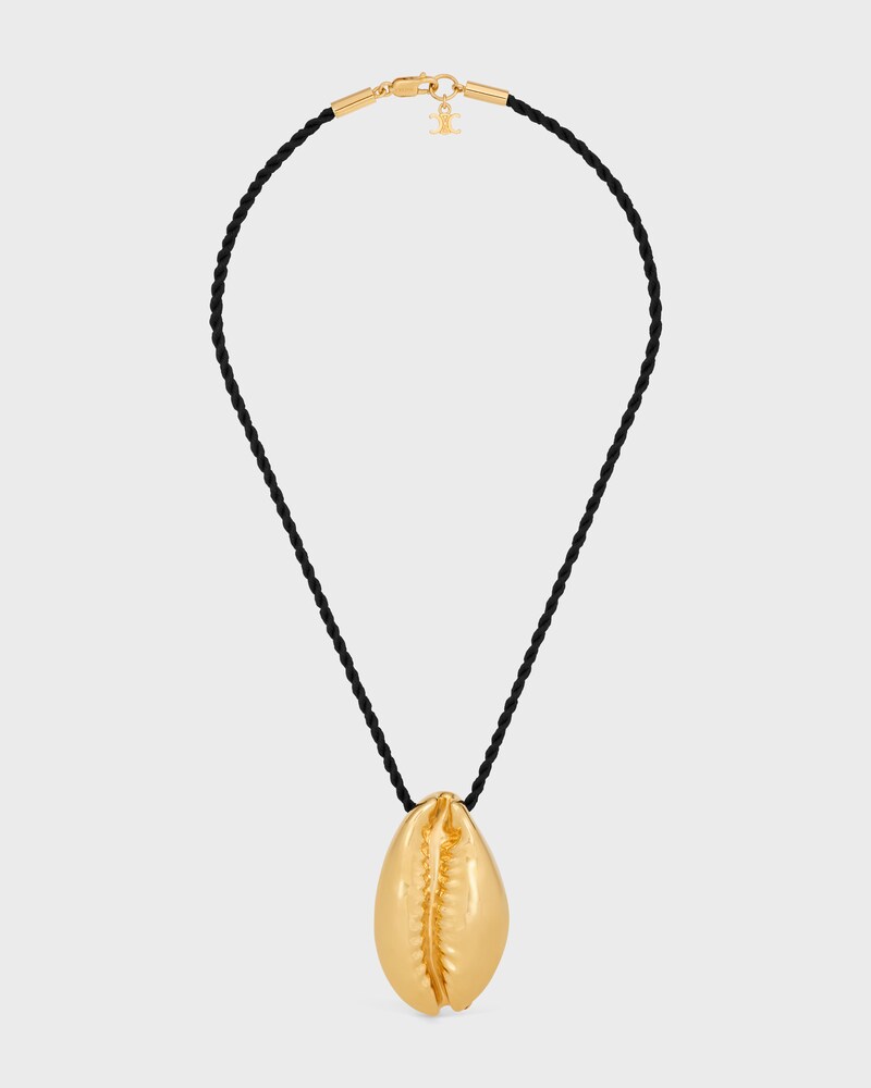 Celine Défilé Shell Necklace in Brass with Gold Finish and Silk - BLACK / GOLD - NEW - 1 | CELINE