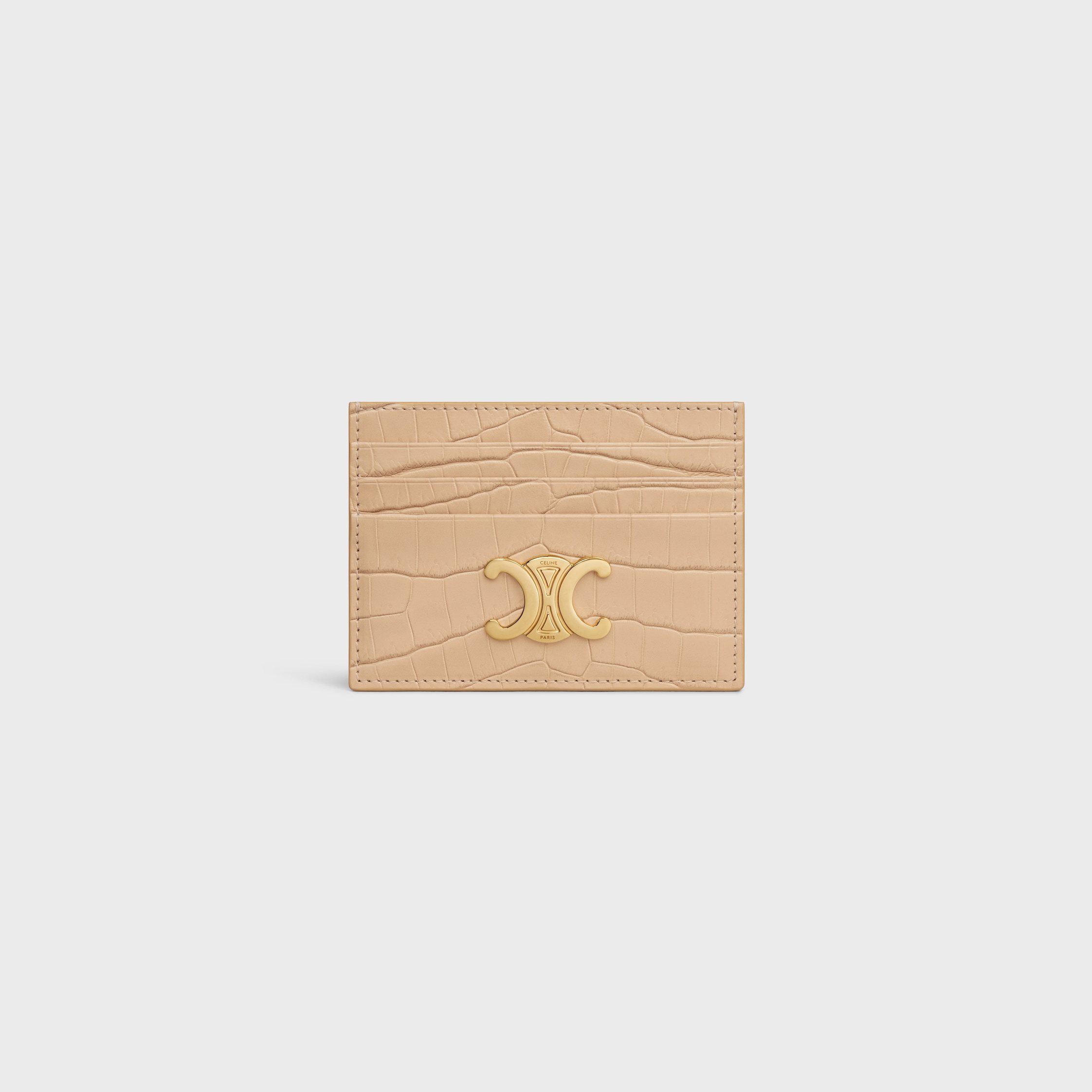 CARD HOLDER TRIOMPHE in NILOTICUS CROCODILE - OAT BEIGE | CELINE