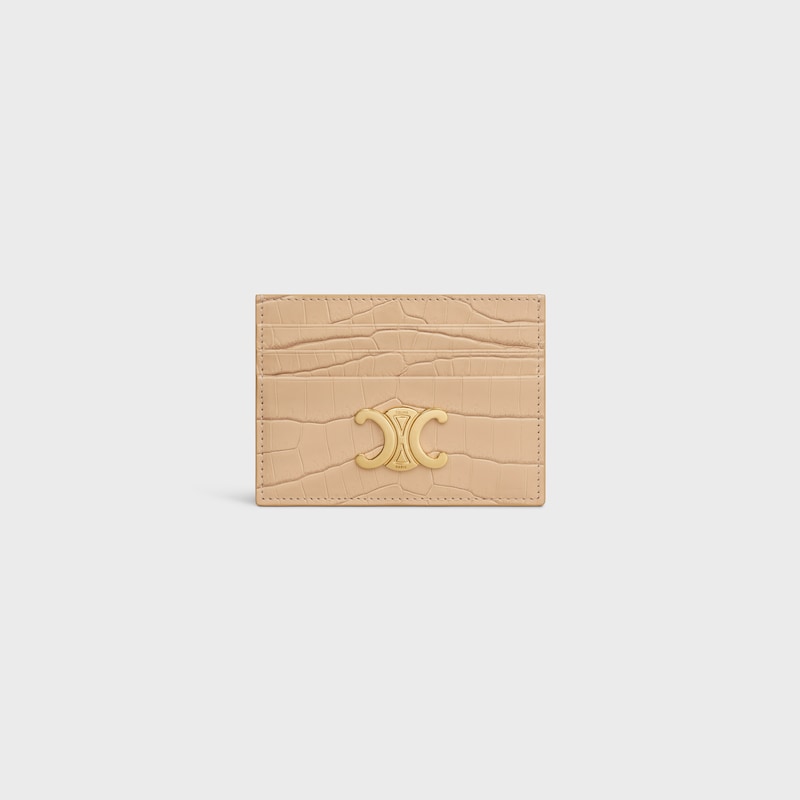 CARD HOLDER TRIOMPHE in NILOTICUS CROCODILE - OAT BEIGE - CARD HOLDERS - 1 | CELINE
