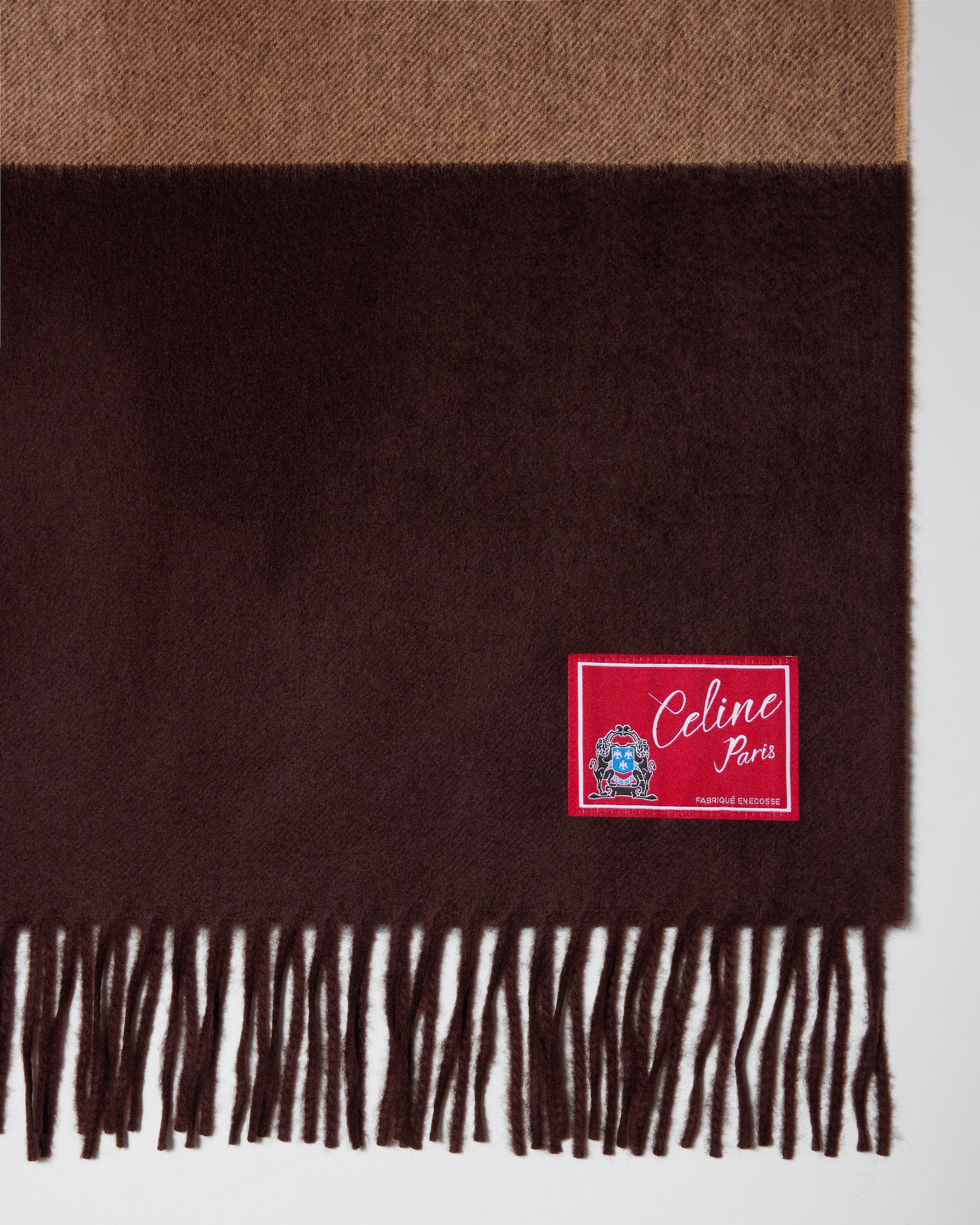 BICOLOR CASHMERE SCARF - CHOCOLATE/SAND | CELINE
