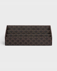organizador de material de oficina de lona Triomphe - NEGRO / TOSTADO - CELINE MAISON - 1 | CELINE