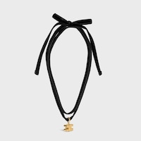 CHUNKY TRIOMPHE NECKLACE IN VELVET AND BRASS WITH GOLD FINISH - GOLD / BLACK - TRIOMPHE - 2 | CELINE