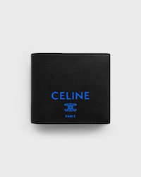 TARJETERO PLEGABLE DE PIEL DE CORDERO LISA - NEGRO / ULTRAZUL - TARJETEROS - 1 | CELINE
