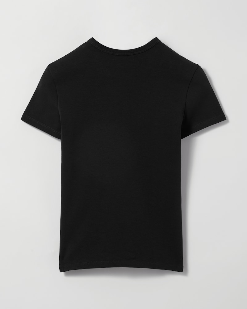 t-shirt IN RIBBED COTTON JERSEY - BLACK / WHITE -  - 1 | CELINE