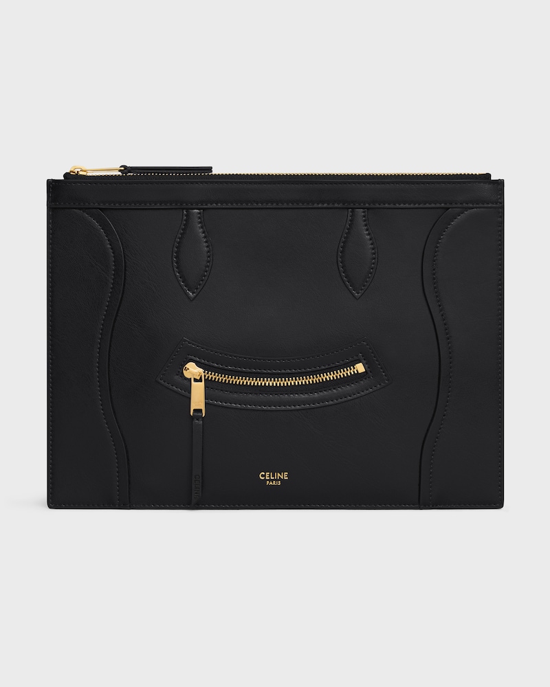 MEDIUM POUCH IN GLOSSY CALFSKIN - BLACK - NEW - 1 | CELINE