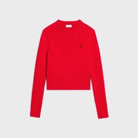 JERSEY CON CUELLO REDONDO DE LANA Y CACHEMIRA - ROJO INTENSO -  - 1 | CELINE
