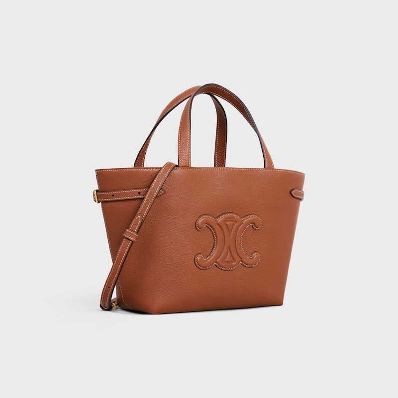 MINIBOLSO CABAS ANA&Iuml;S DE PIEL TRIOMPHE Y PIEL DE BECERRO CON TEXTURA GRANULADA - TOSTADO - BOLSOS CON ASA SUPERIOR - 1 | CELINE