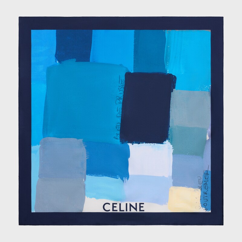 square IN silk twill - SKY BLUE/NAVY/GREY -  - 1 | CELINE