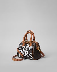 스몰 보스턴 - 알파벳 프린트 트리옹프 캔버스 - 탠/화이트 - NEW - 2 | CELINE