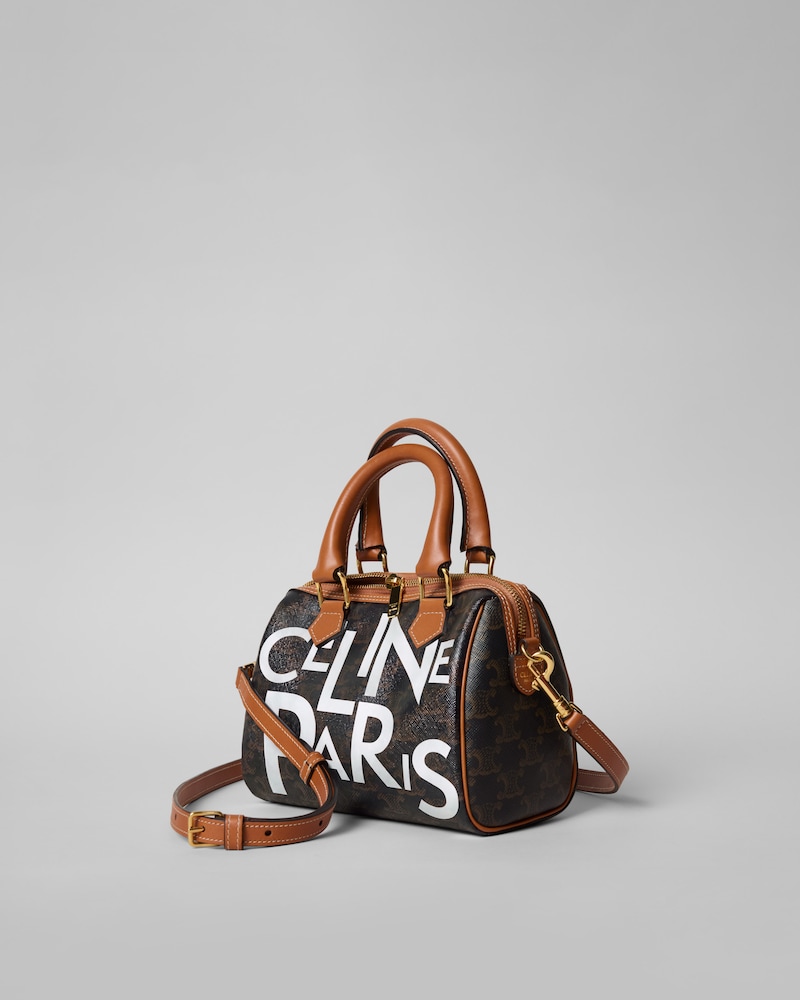 스몰 보스턴 - 알파벳 프린트 트리옹프 캔버스 - 탠/화이트 - NEW - 1 | CELINE
