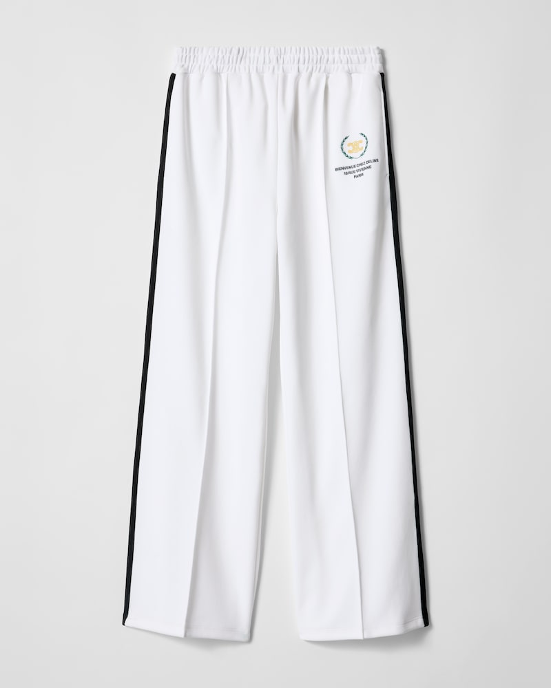 TRACKSUIT TROUSERS IN double-face jersey - OPTIC WHITE / BLACK -  - 1 | CELINE