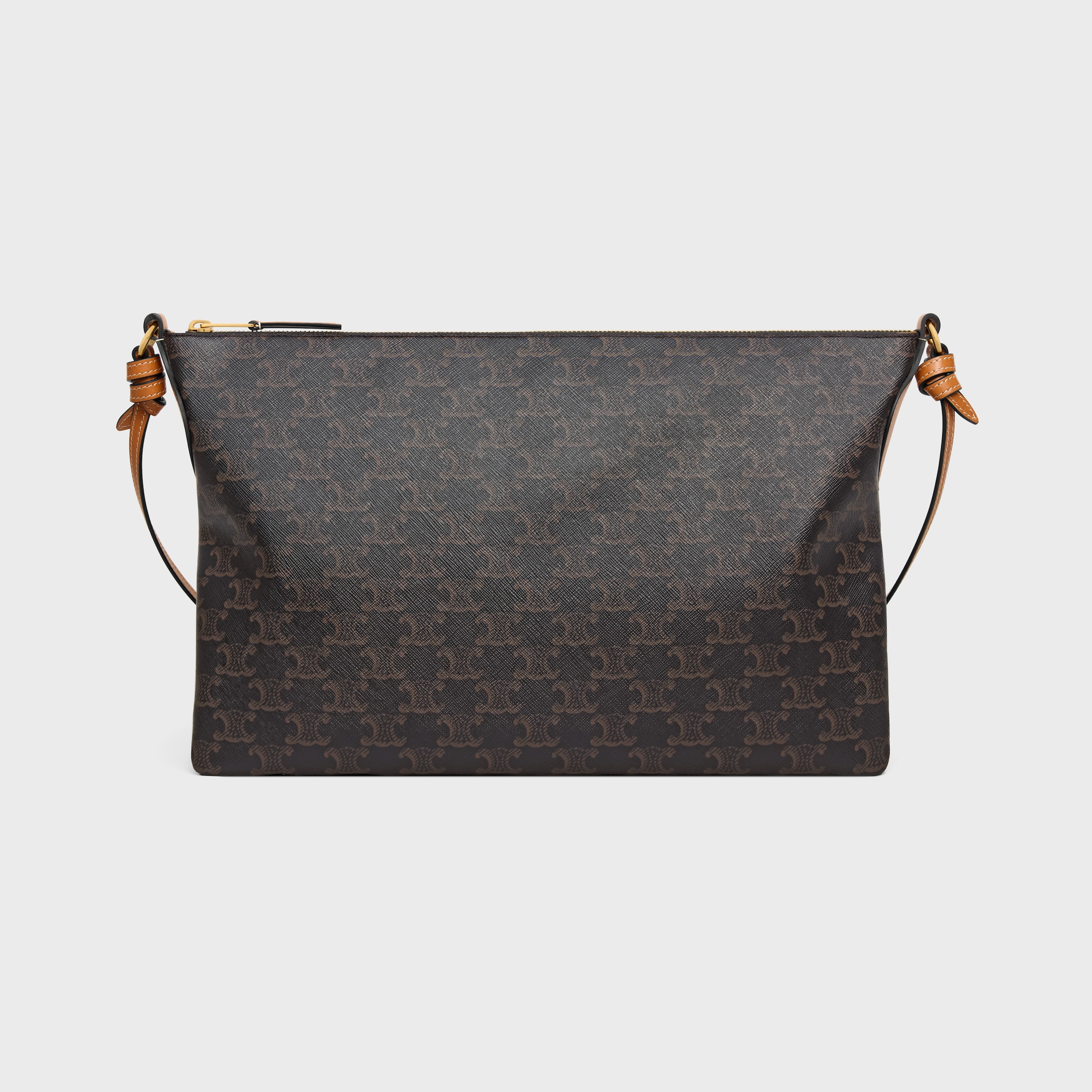 duo zipped bag IN Triomphe Canvas and NATURAL calfskin - MIEL | CELINE