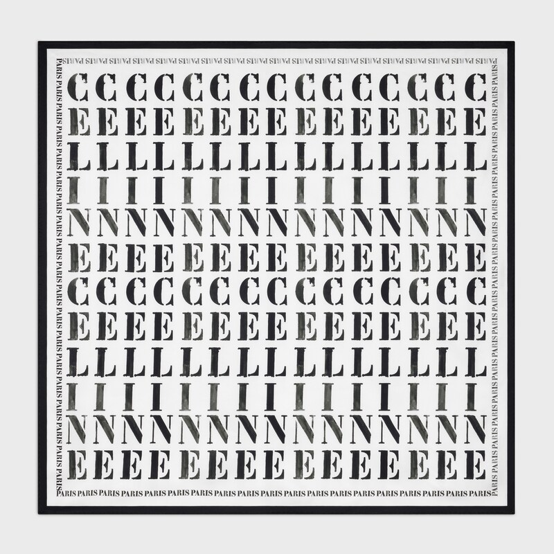 square IN silk twill - OPTIC WHITE/BLACK -  - 1 | CELINE