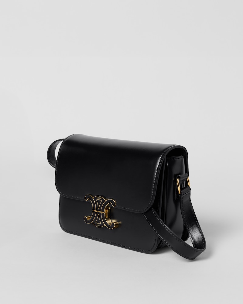 TEEN TRIOMPHE BAG IN SHINY CALFSKIN WITH ENAMEL CLOSURE - BLACK - ALL BAGS - 1 | CELINE