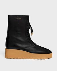AUSTIN LACE-UP BOOT IN SHINY CALFSKIN - BLACK -  - 1 | CELINE