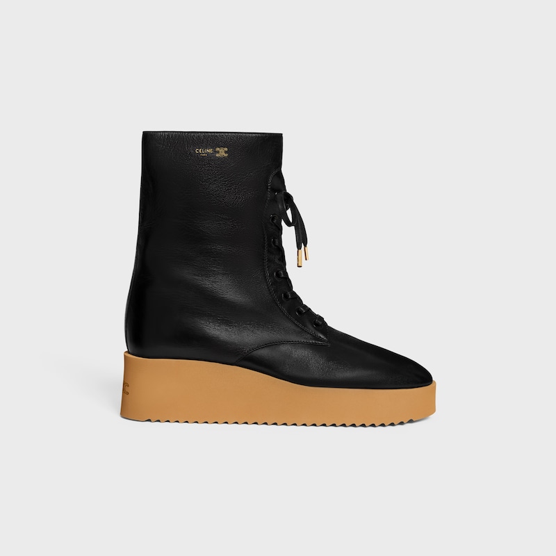 BOTA DE AMARRAR AUSTIN EM COURO DE BEZERRO BRILHANTE - PRETO -  - 1 | CELINE