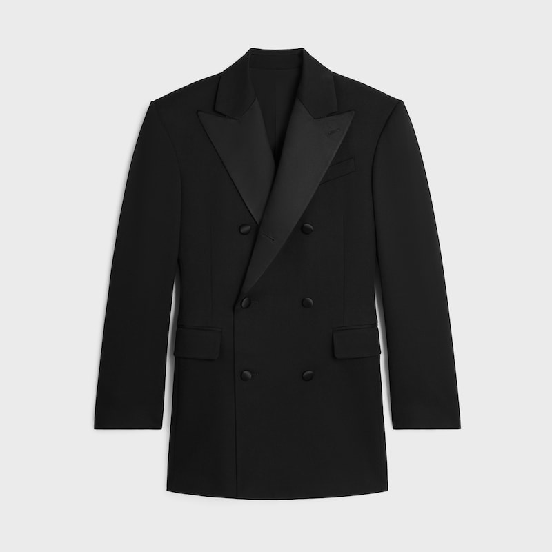 COLONNE TUX JACKET IN wool and mohair gabardine - BLACK -  - 1 | CELINE