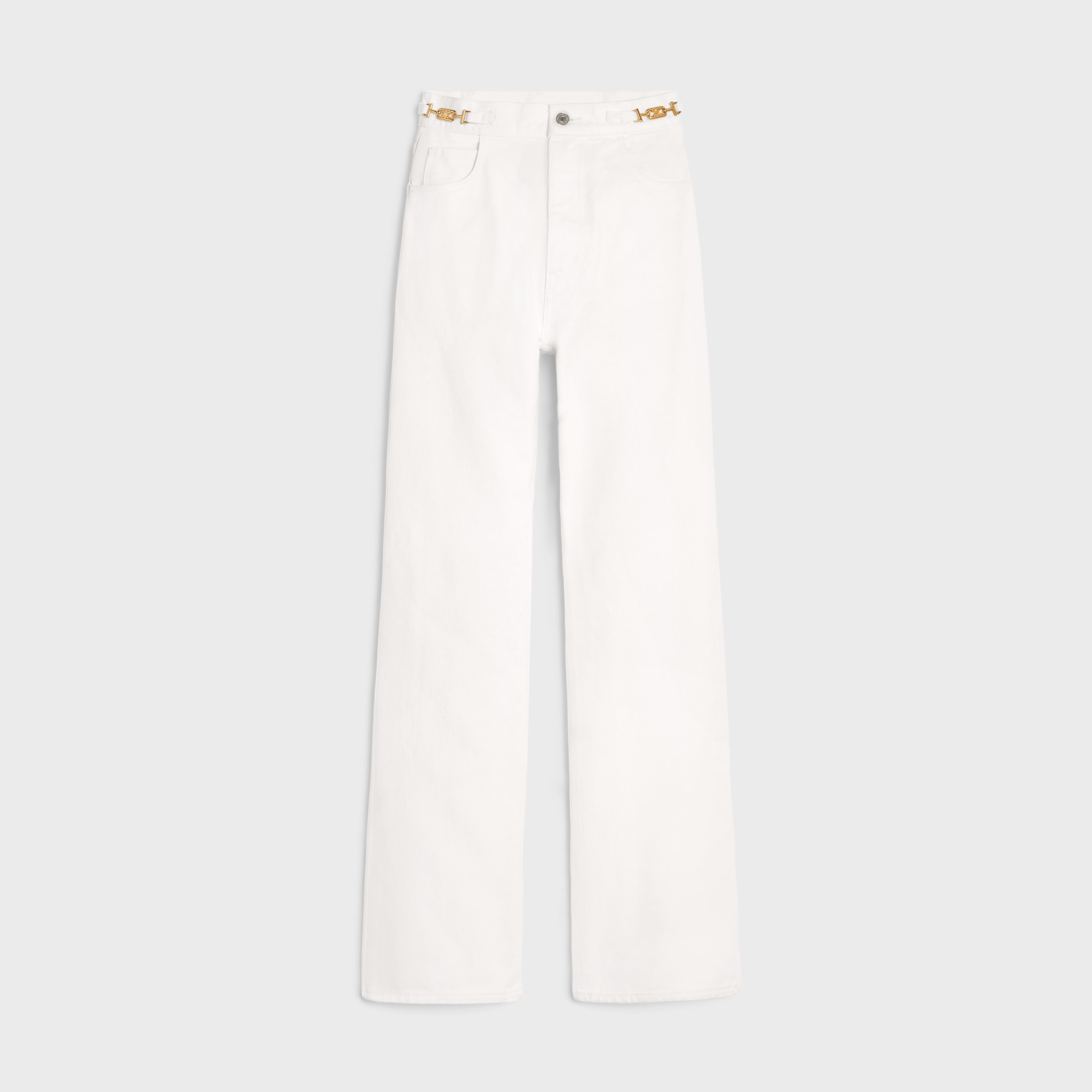 CELINE Jane flared jeans in optic white wash denim