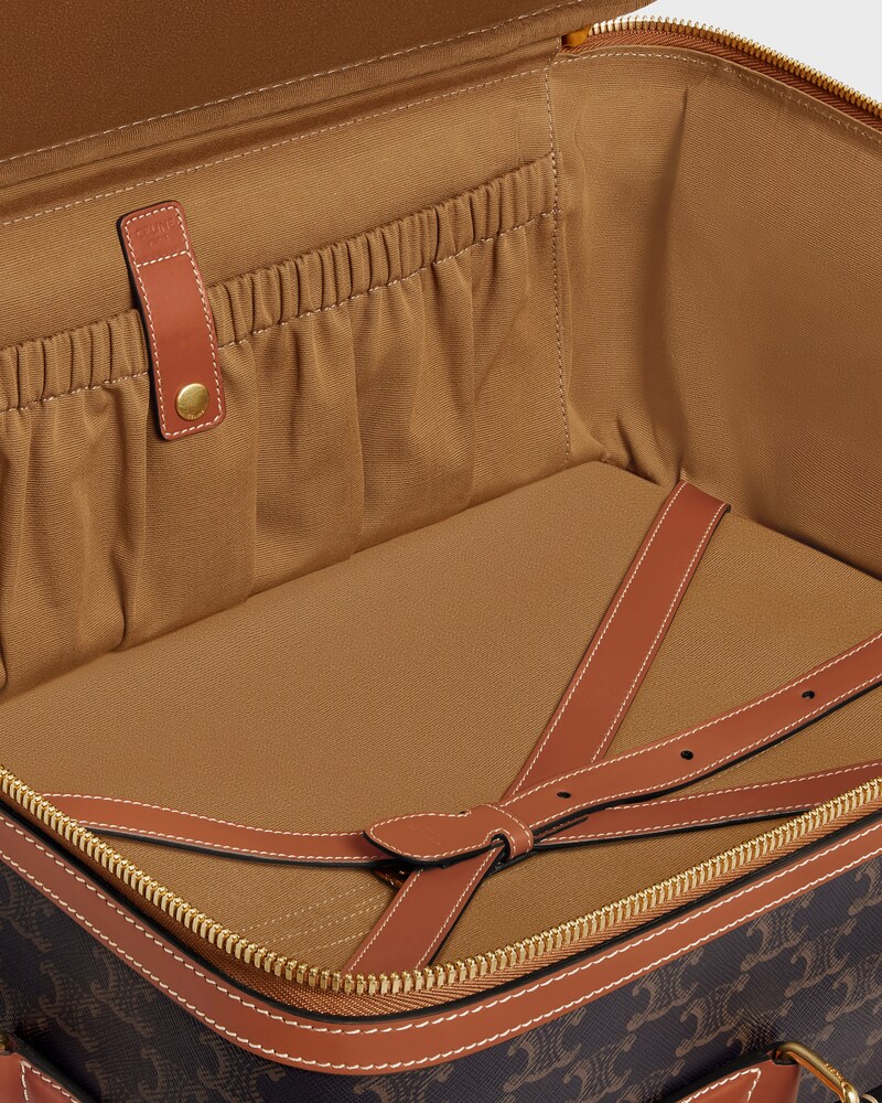 MALETA CON RUEDAS PEQUEÑA DE LONA TRIOMPHE Y PIEL DE BECERRO - TOSTADO - GIFT FINDER - 1 | CELINE